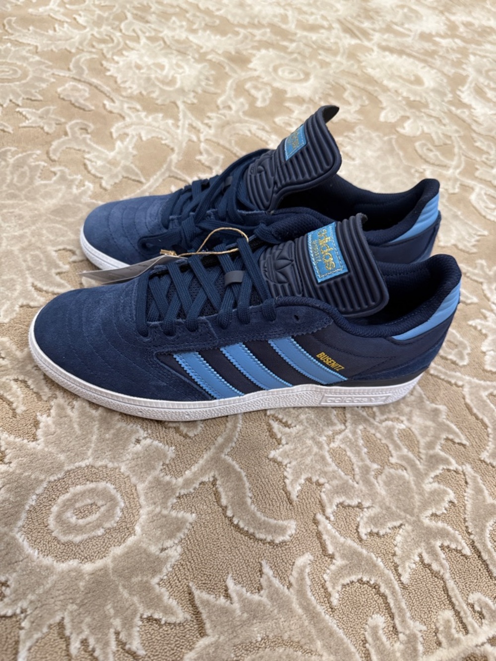 adidas Navy with Light Blue Stripes Suede Sneakers